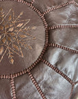 Dark Chocolate Moroccan Leather Pouffe Cover