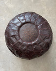 Dark Chocolate Moroccan Leather Pouffe Cover