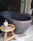 Oval Concrete Terrazzo Stone Bath 1500x900x550mm - Dark Grey