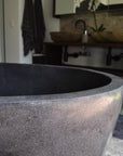 Oval Concrete Terrazzo Stone Bath 1500x900x550mm - Dark Grey