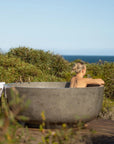 Round Concrete Terrazzo Stone Bath 1500mm - Dark Grey