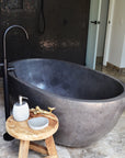 Oval Concrete Terrazzo Stone Bath 1500x900x550mm - Dark Grey