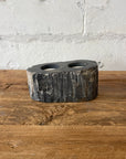 Double Fossilised Wood Tealight Candle Holder