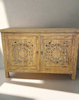 Eden White Wash Carved Teak Vanity - Length 120cm
