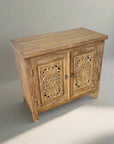 Eden White Wash Carved Teak Vanity 90cm