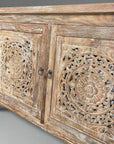 Eden White Wash Carved Teak Vanity - Length 120cm