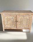 Eden White Wash Carved Teak Vanity - Length 120cm