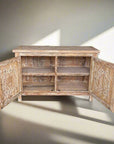 Eden White Wash Carved Teak Vanity - Length 120cm