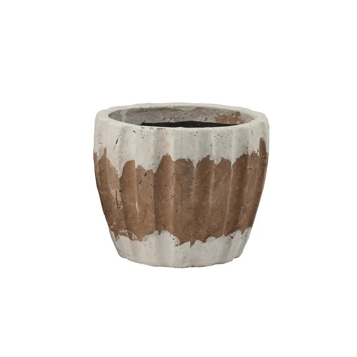 Large Ernest Ceramic Pot 22x18cm Nat/White