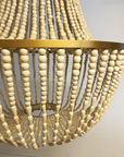 Gold + Natural Timber Beaded Chandelier 80cm