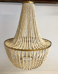 Gold + Natural Timber Beaded Chandelier 80cm