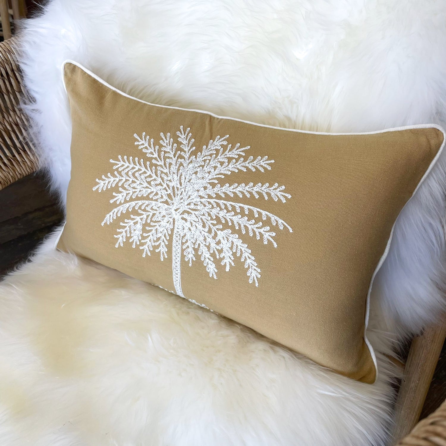 Golden Paradise Palm Lumbar Cushion 30x50cm