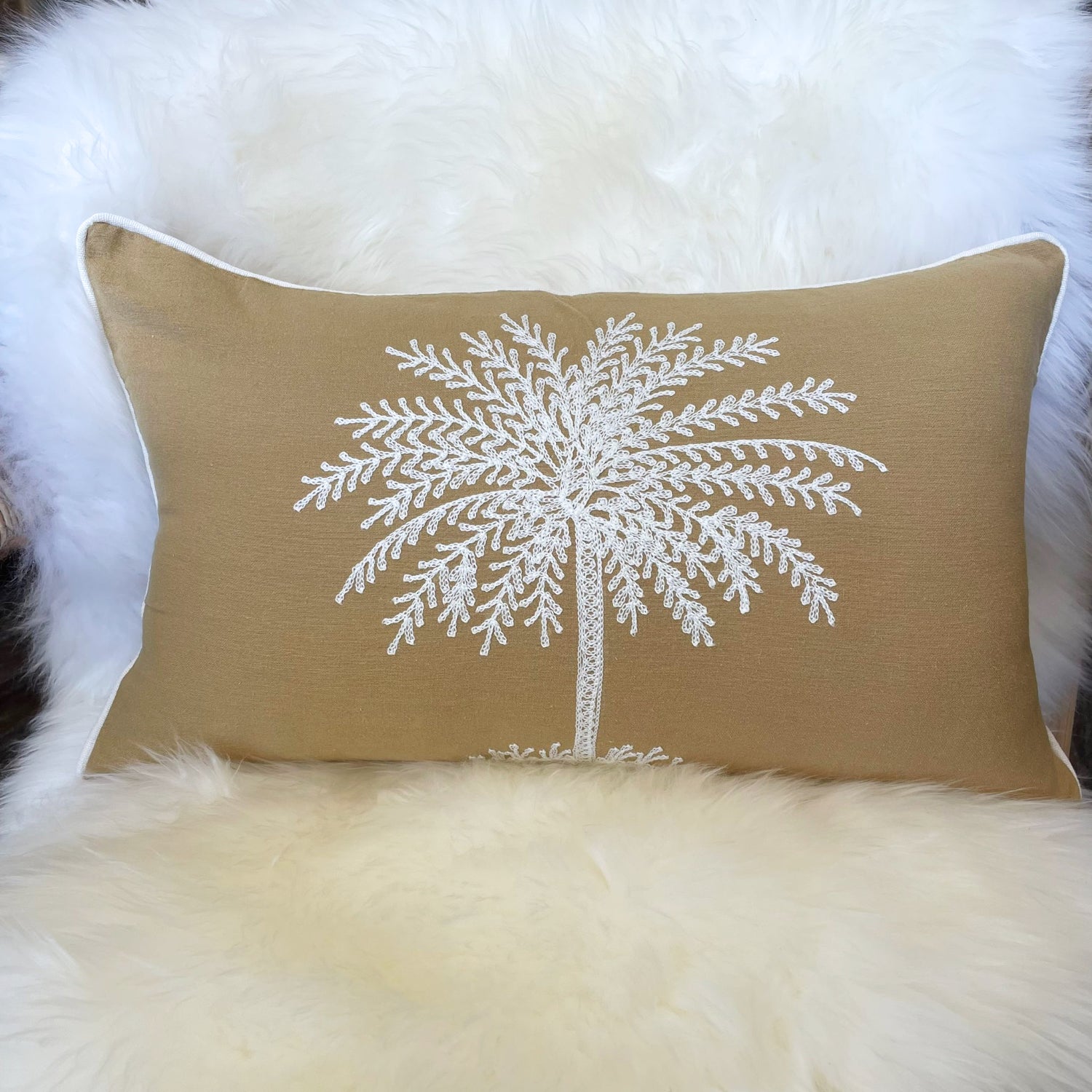 Golden Paradise Palm Lumbar Cushion 30x50cm