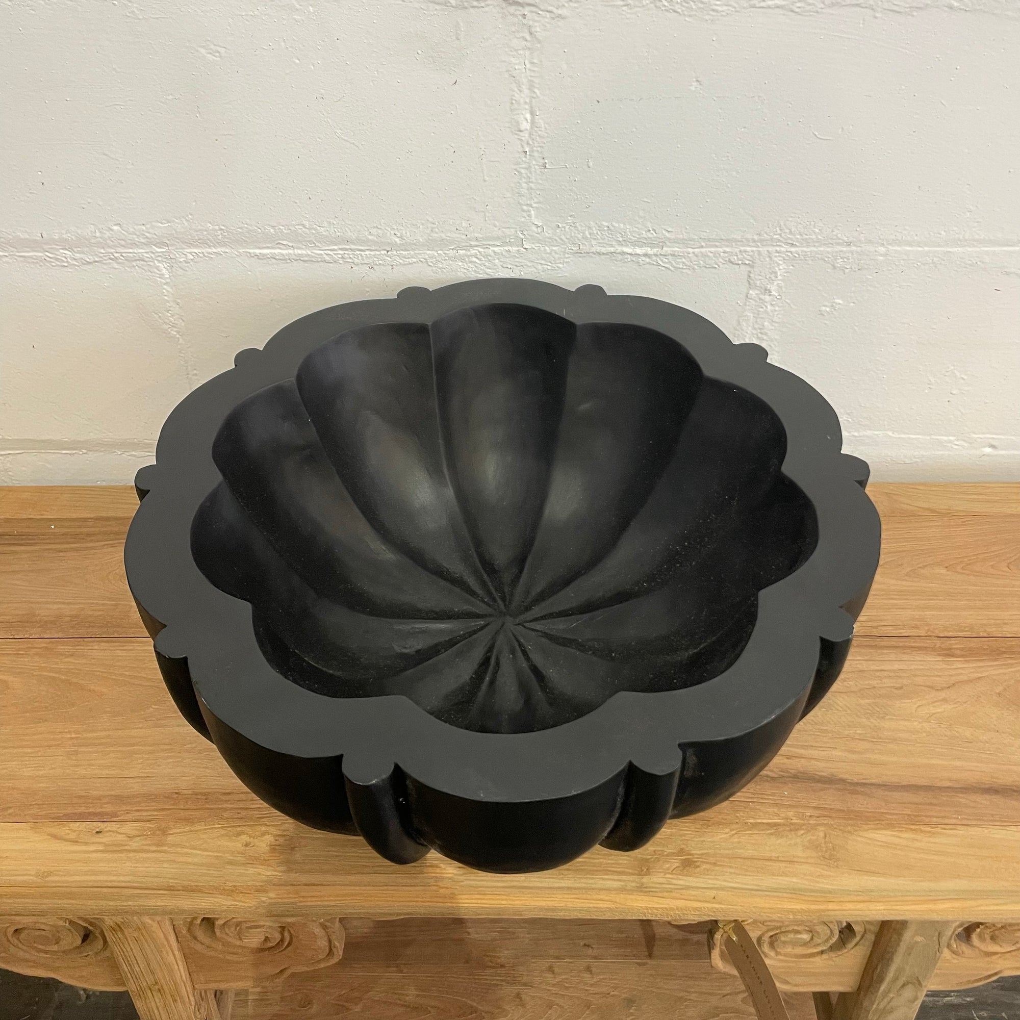 Grand Black Petal Timber Bowl
