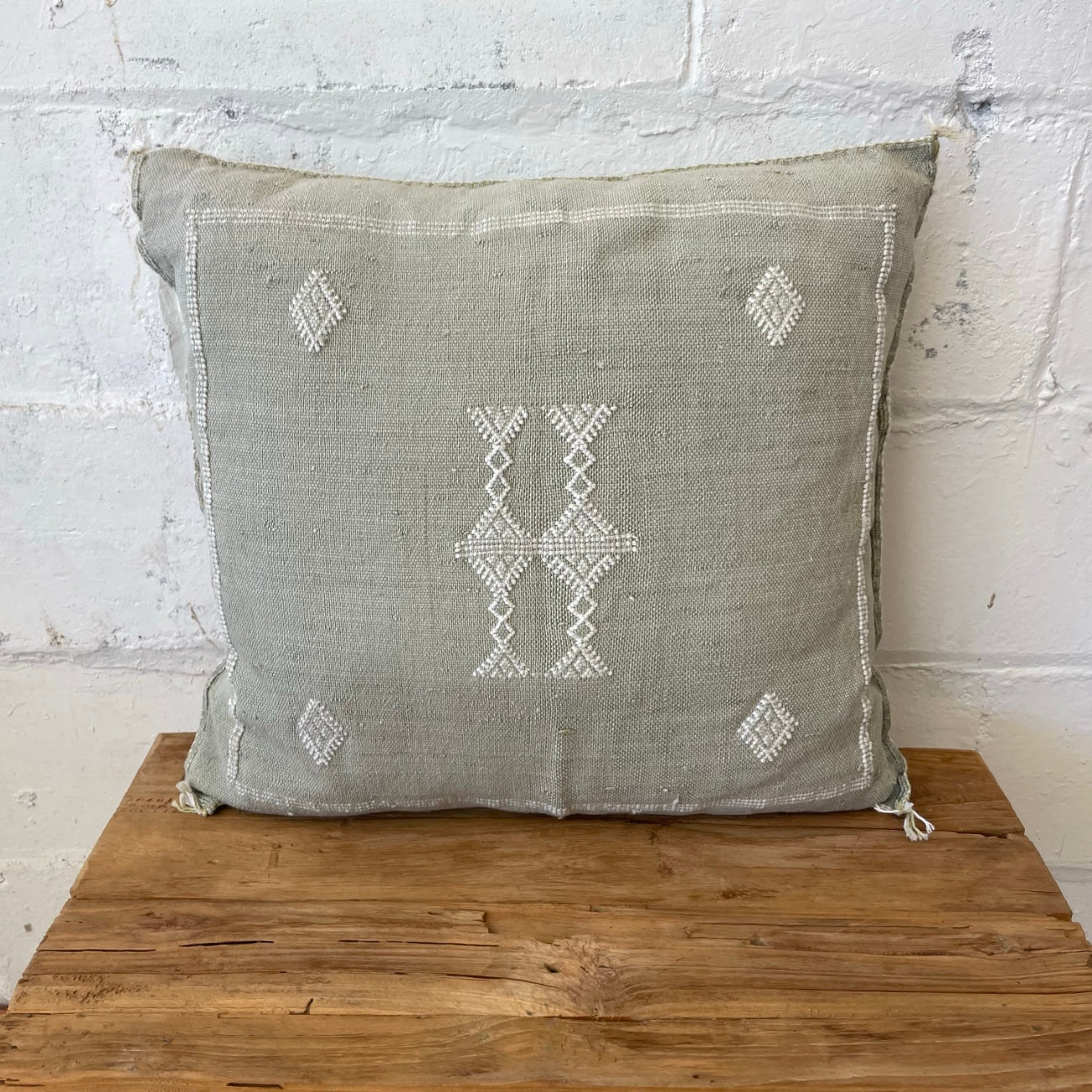 Moroccan Cactus Silk Square Cushion Cover - Mint Green