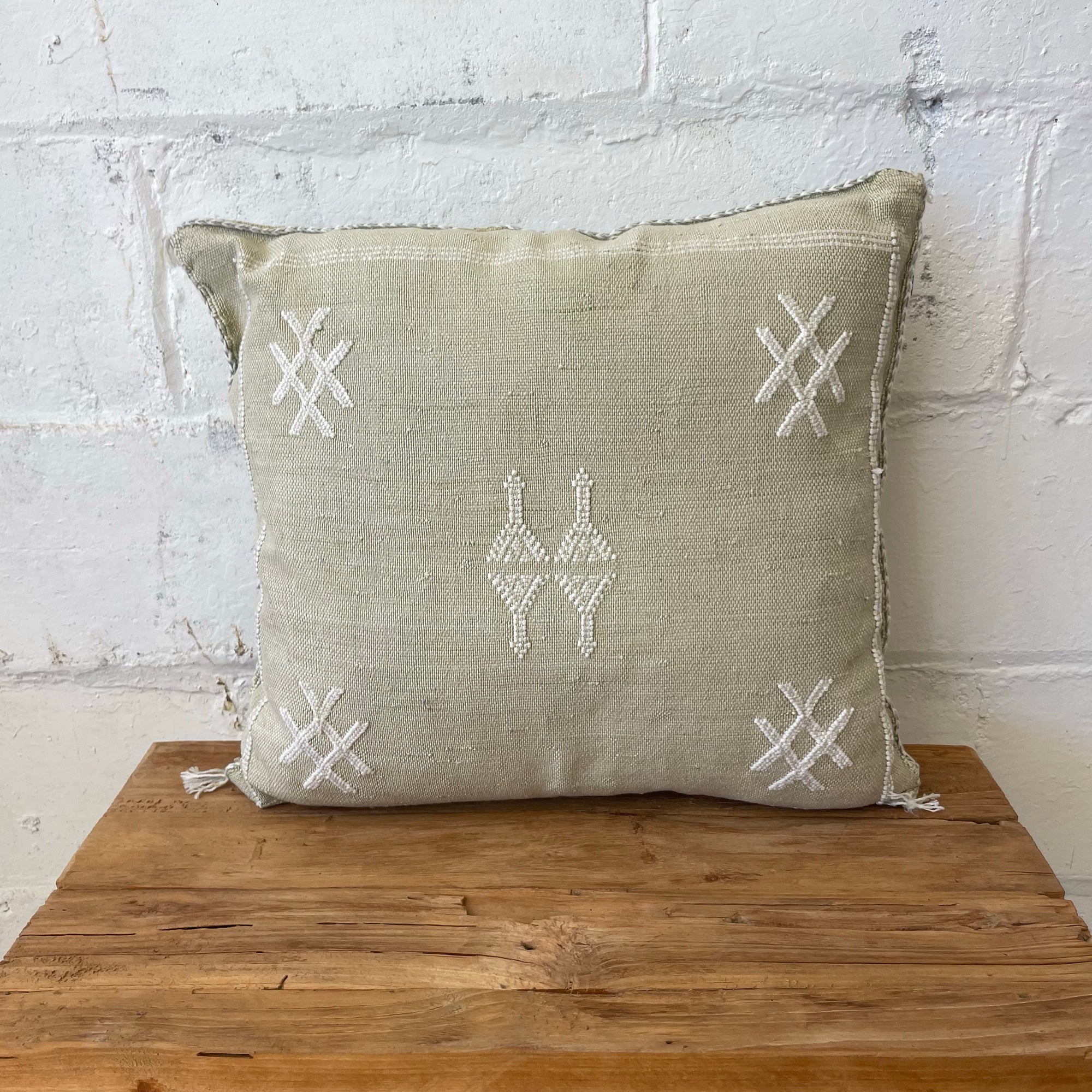 Moroccan Cactus Silk Square Cushion Cover - Mint Green
