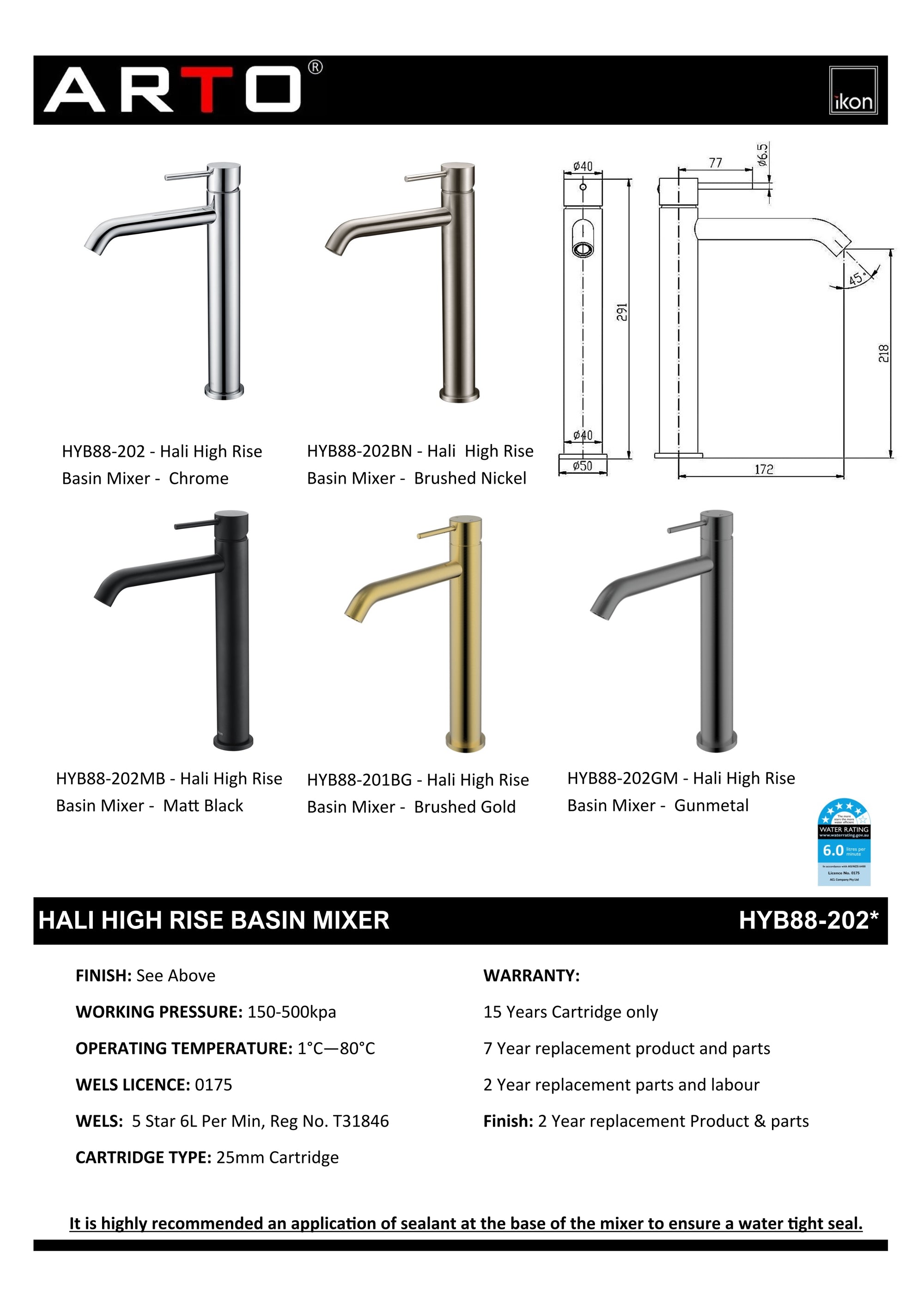 Hali High Rise Basin Mixer - Chrome