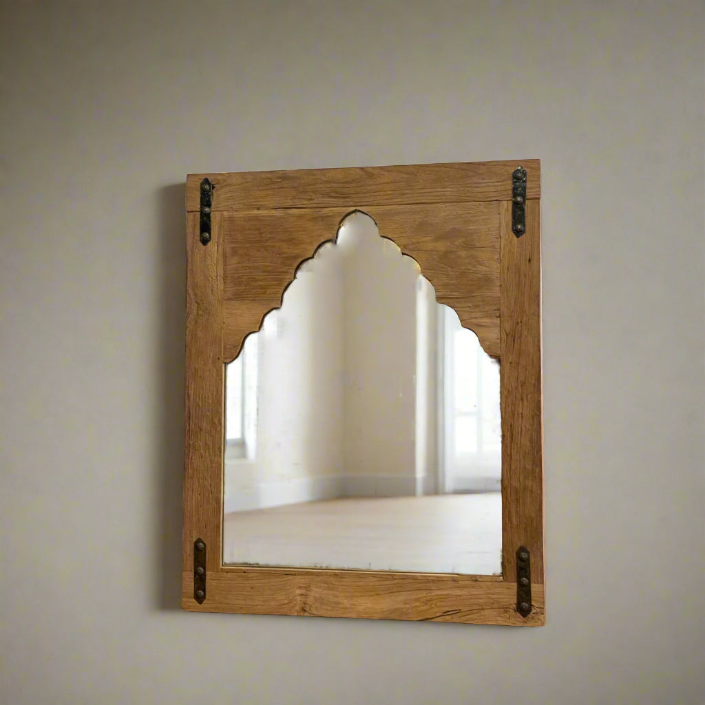 Halo Arch Teak Mirror 80x100cm