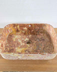 Hammered Rectangle Red Marble Stone Basin 01