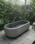 Oval Hammered Natural Stone Bath 01