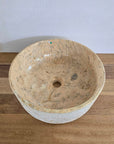 Hammered Round Blush Marble Stone Basin 01