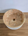 Hammered Round Blush Marble Stone Basin 04 | Pre Order - Arriving End Nov