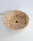 Hammered Round Blush Marble Stone Basin 04