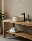 Hammered Round Blush Marble Stone Basin 05