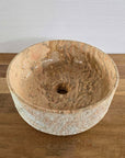 Hammered Round Blush Marble Stone Basin 06