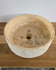 Hammered Round Blush Marble Stone Basin 07