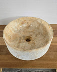 Hammered Round Blush Marble Stone Basin 08