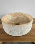 Hammered Round Blush Marble Stone Basin 08