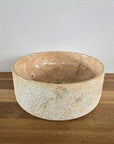 Hammered Round Blush Marble Stone Basin 09
