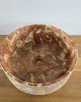 Hammered Round Red Marble Stone Basin 06