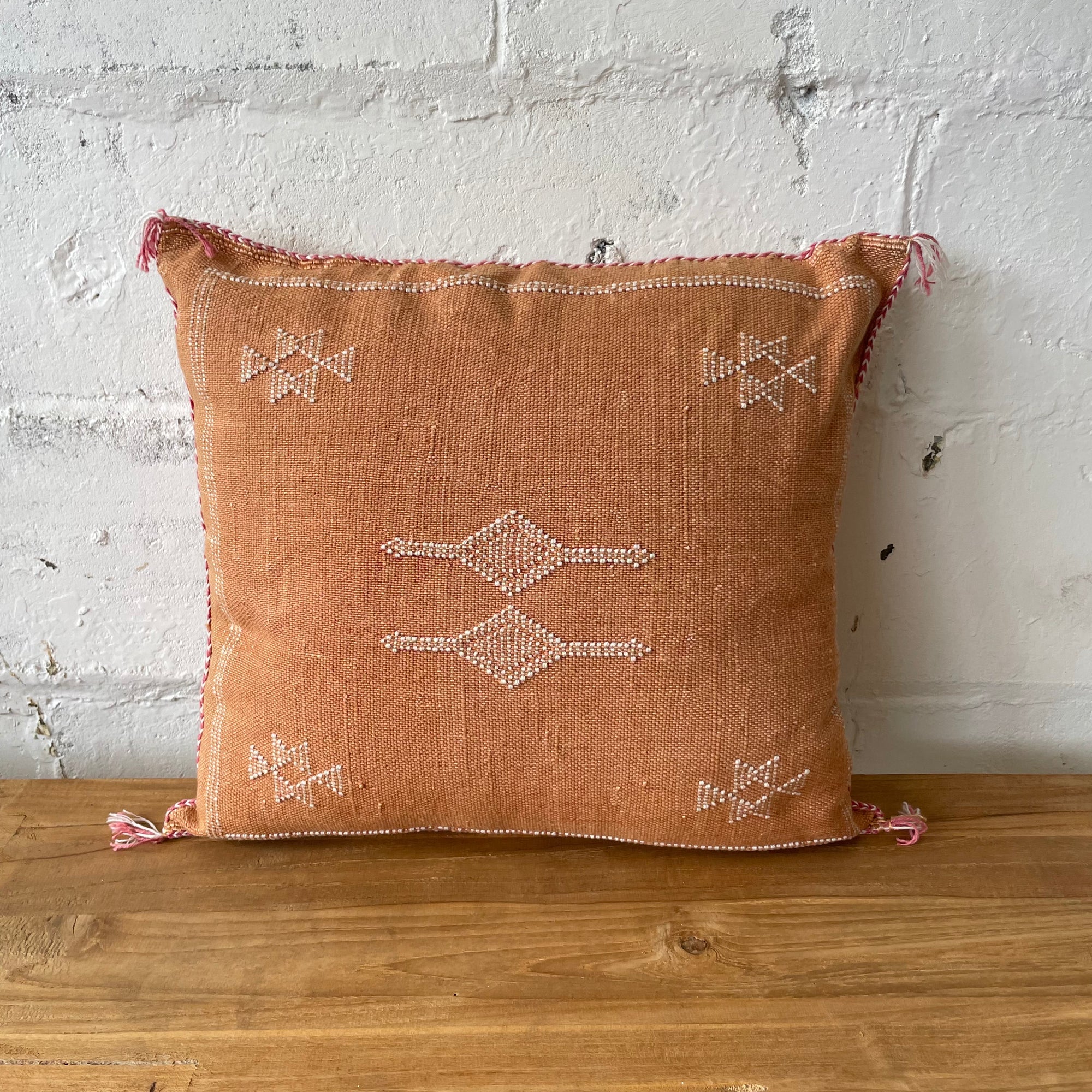 Moroccan Cactus Silk Square Cushion Cover - Ochre