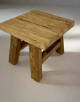 Mini Square Rustic Teak Stool 30cm