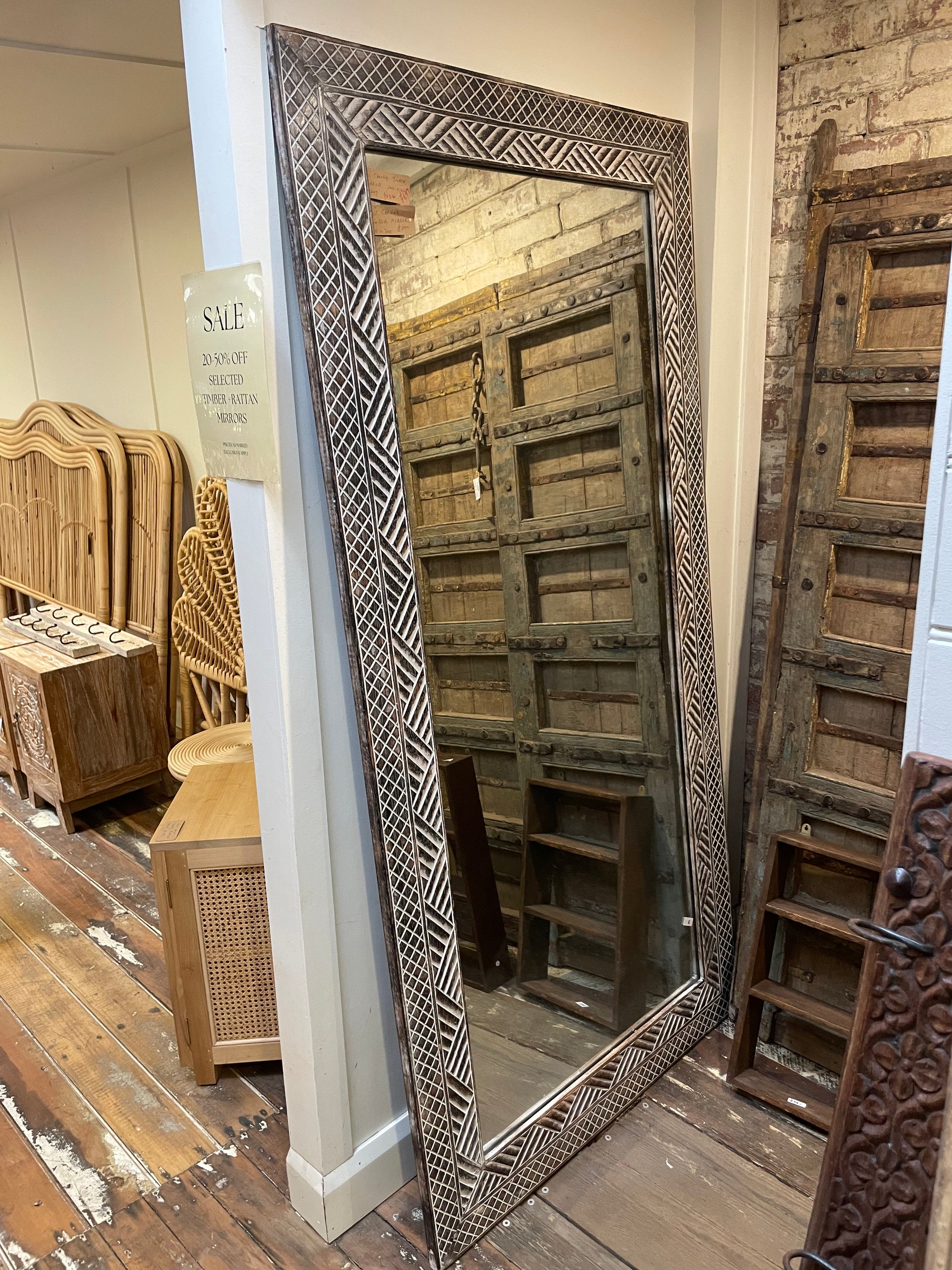 Ali Carved Timber Mirror 100cm x 200cm