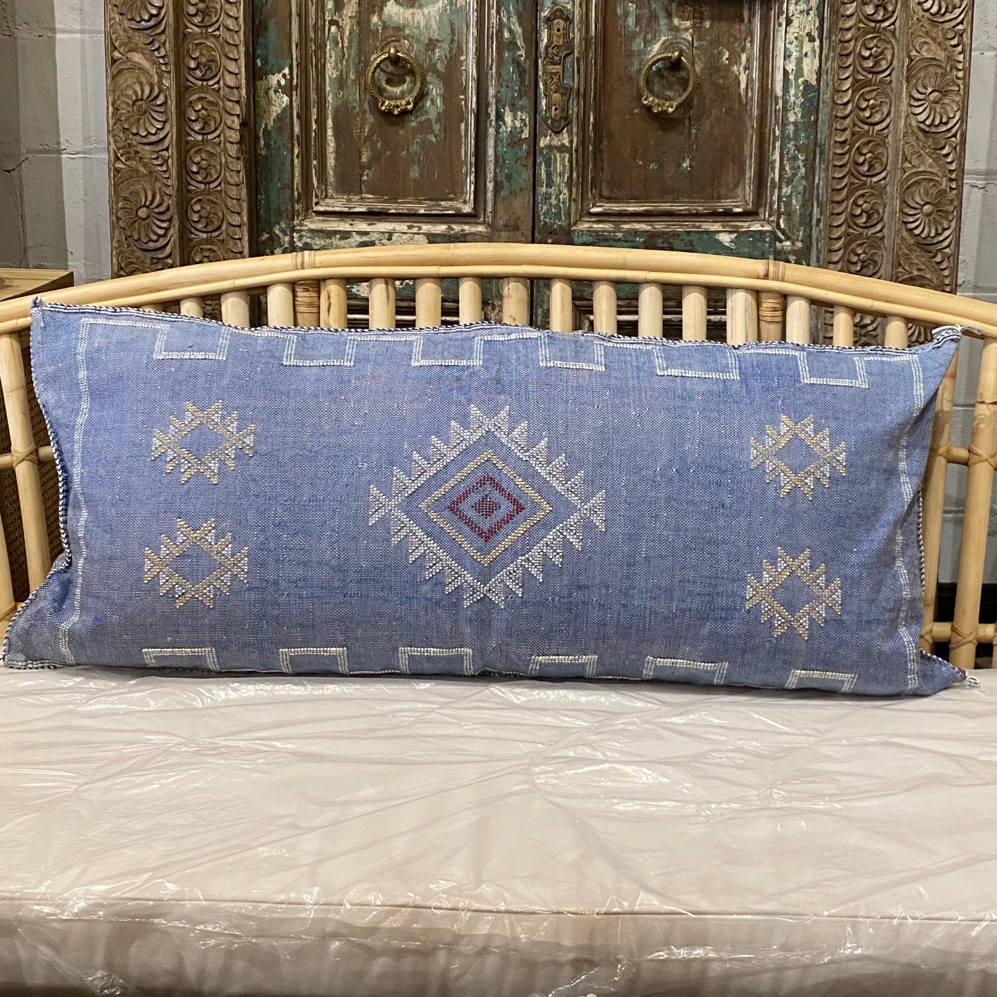 Moroccan Cactus Silk Lumbar Cushion Cover - Ocean