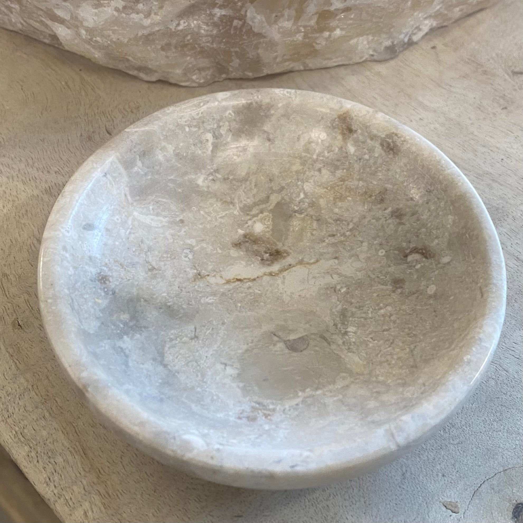 Marble Stone Soap Dish 12cm Dia - Beige