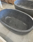 Oval Concrete Terrazzo Stone Bath 1500x900x550mm - Dark Grey
