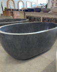 Oval Concrete Terrazzo Stone Bath 1500x900x550mm - Dark Grey