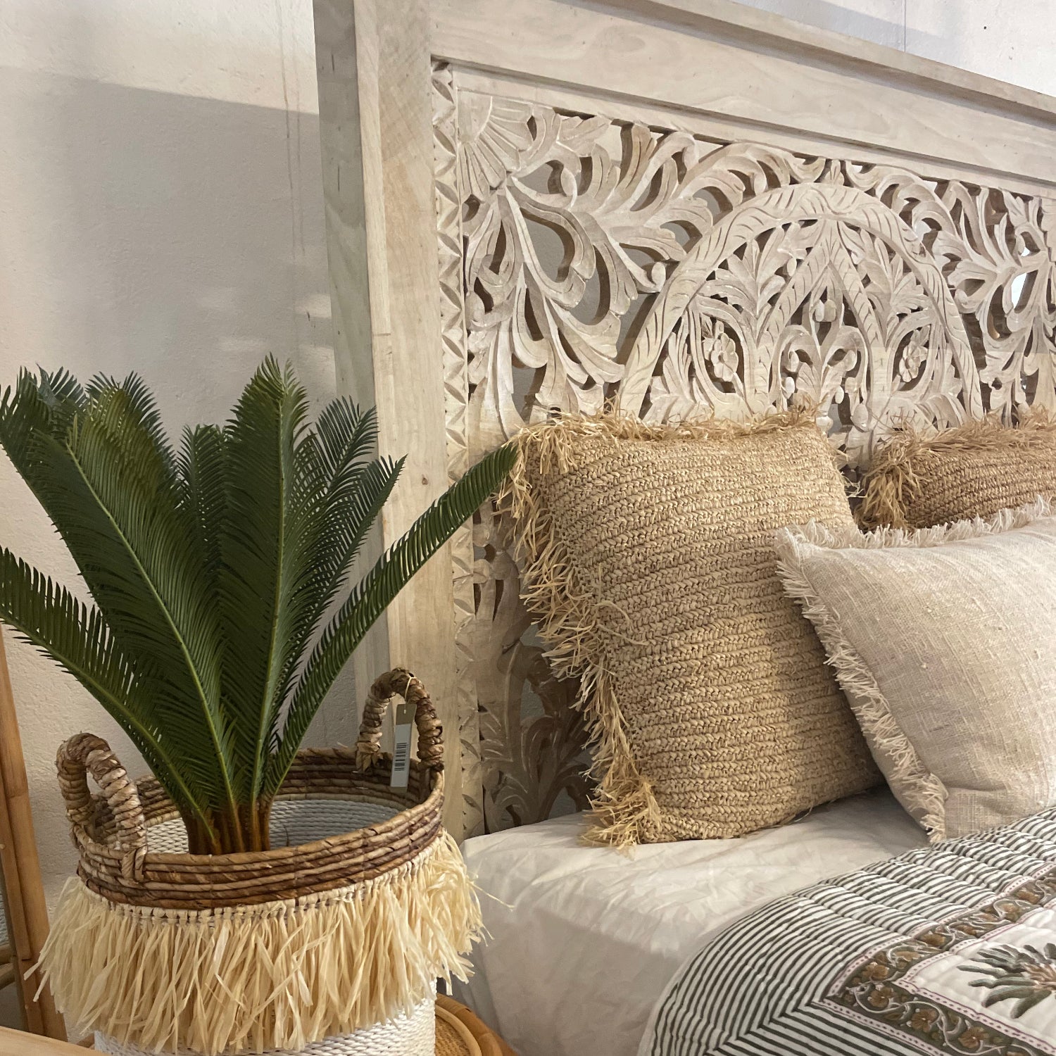 Indian Carved Wooden 4 Poster Bed - King