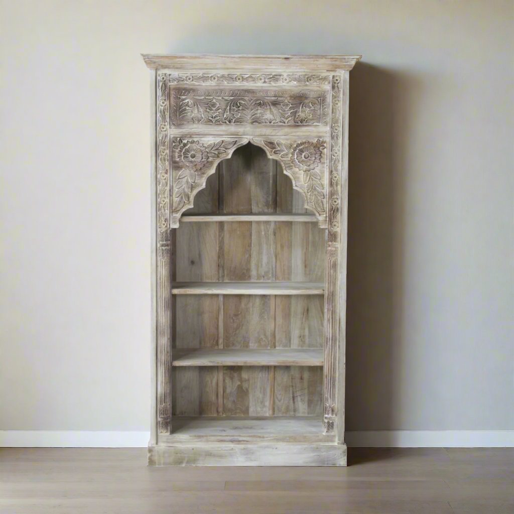 Indian Carved Timber Bookshelf