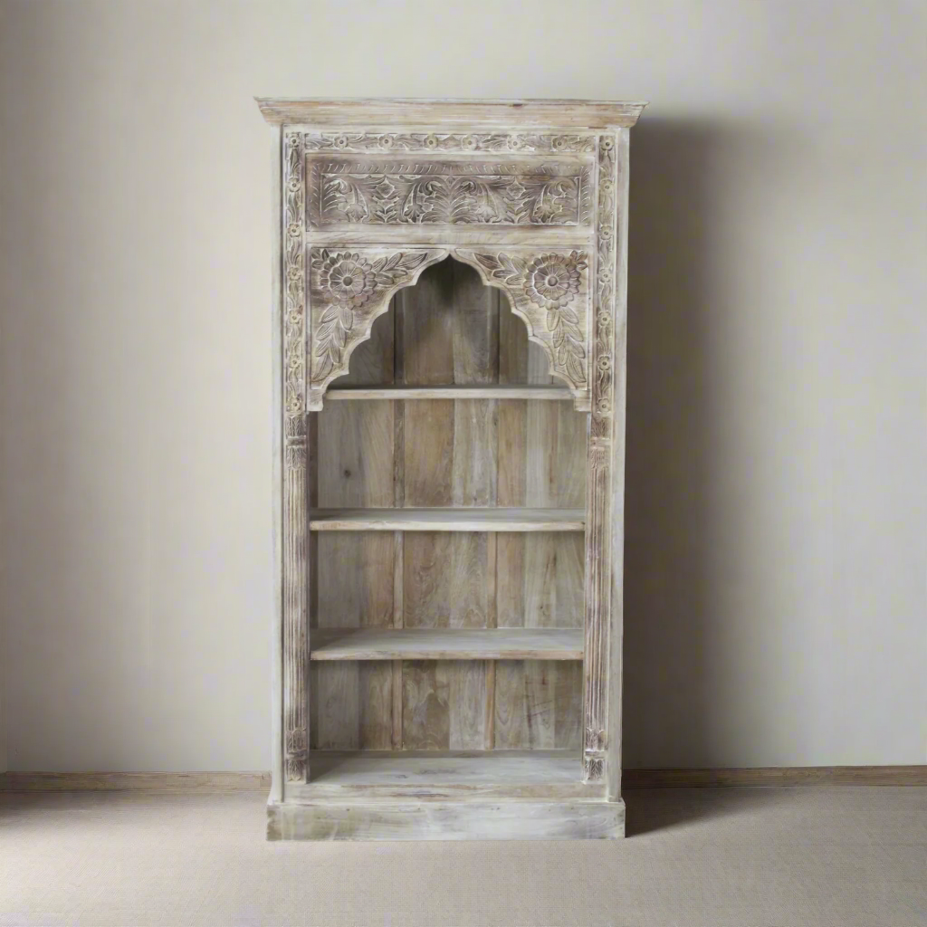 Indian Carved Timber Bookshelf