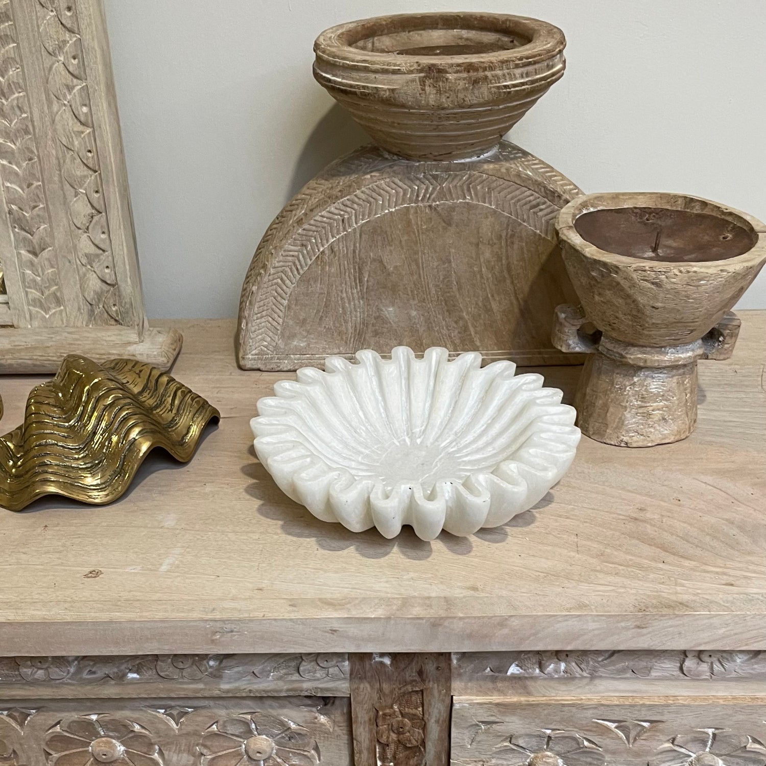 Indian Ripple Marble Bowl 20cm Dia