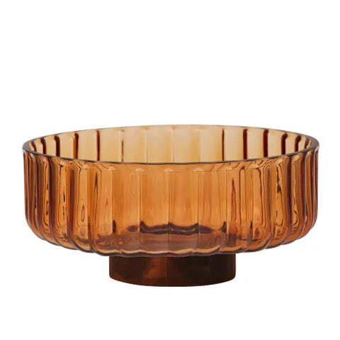 Mardin Glass/Wood Footed Bowl 20.5x9cm