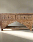 Kalak White Wash Carved Teak Vanity - 180cm Length
