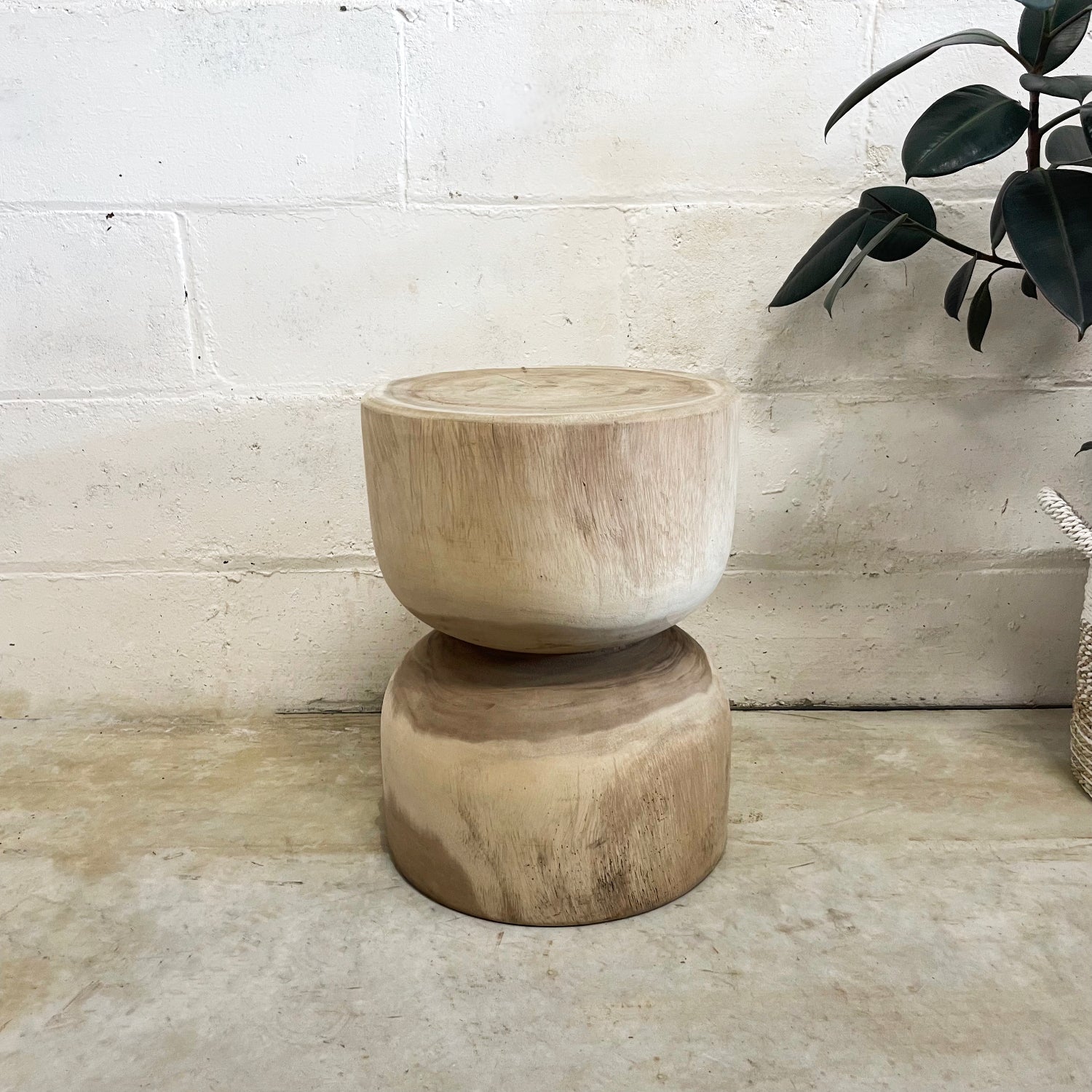 Kayu Round Timber Side Table