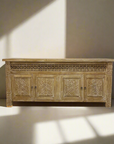 Kediri White Wash Carved Teak Vanity - 180cm Length