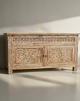 Kediri White Wash Carved Teak Vanity 150cm